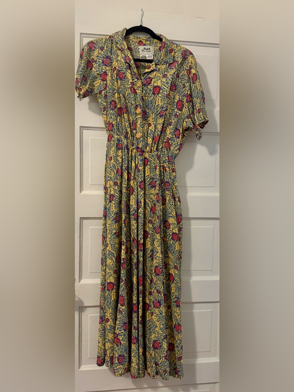Vintage yellow and pink maxi dress